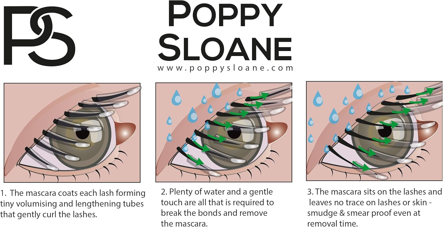 Poppy Sloane Trés Chic Vegan Tubing Mascara Black, Waterproof, Smudge-Proof, Long Lasting, Easy Removal with Warm Water - Image 4
