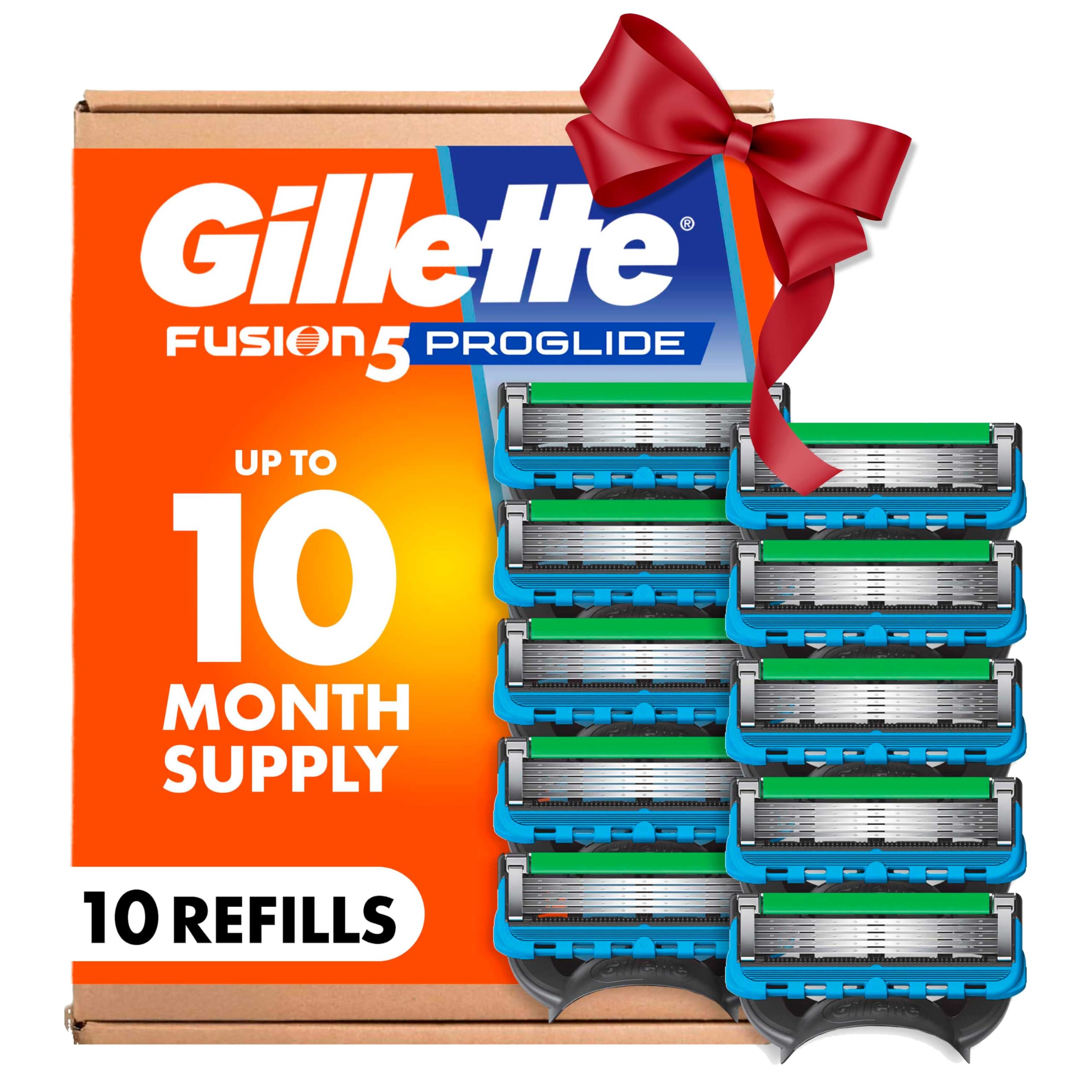 Gillette Fusion5 ProGlide Razor Refills for Men, 10 Razor Cartridges for FlexBall Razor Handle, 5-Blade Razor Blades, Precision Trimmer for Men Image
