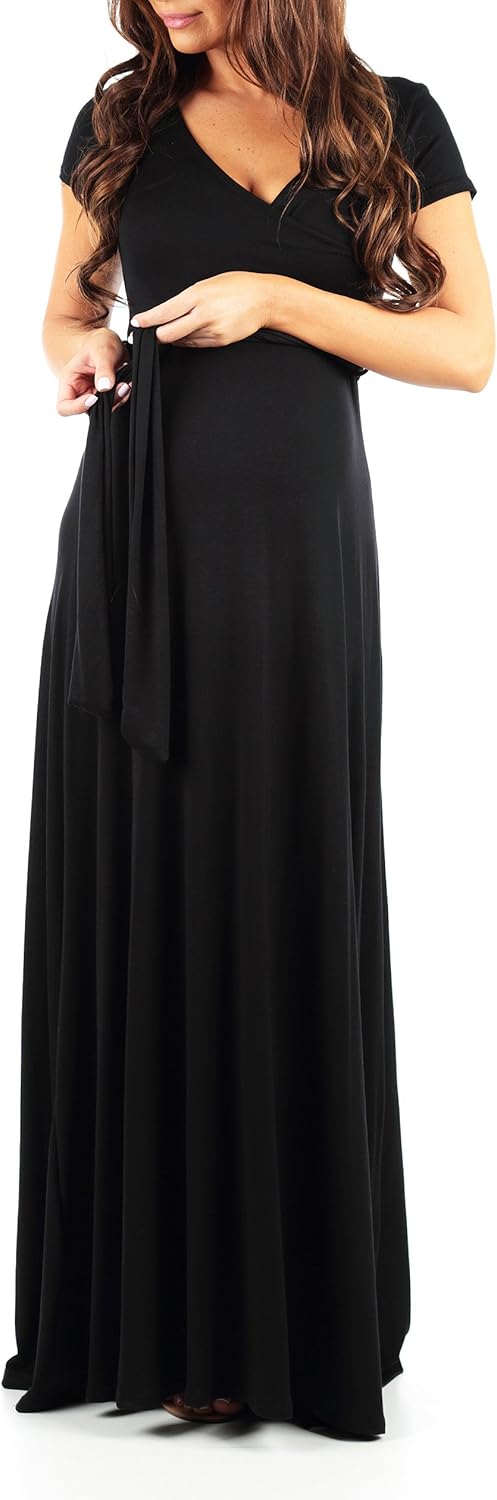 Maternity Short Sleeve Dress with Belt for Baby Shower or Casual Wear at  Women’s Clothing store