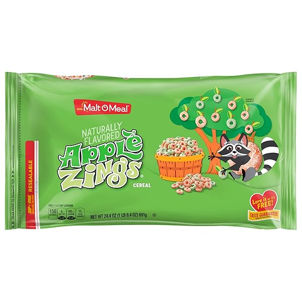 MALT-O-MEAL APPLE ZINGS BREAKFAST CEREAL, CINNAMON APPLE-FLAVORED RINGS,...