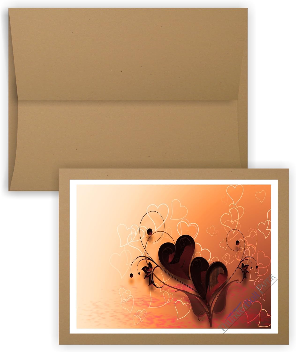 5X7 Cut Size Cards with A-7 Envelopes - Brown Kraft Fiber - 50 Sets - Matching Pack - Invitations, Greeting, Thank Yous, Notes, Holidays, Weddings, Birthdays, Announcements - 80# Cardstock : Office Products