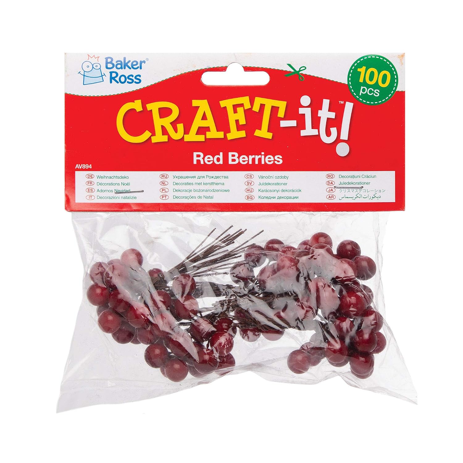 Baker Ross AV894 Artificial Red Berries — Creative Christmas Art and Craft Supplies for Kids' Projects and Decoration (Pack of 100), Assorted - Image 5