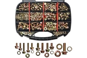 JVSRM 404pcs Class 10.9 Metric Flange Bolts Assortment Kit, M6x1.0, M8x1.25, M10x1.5 Bolts (12-30mm), Metric Bolts and Nuts A