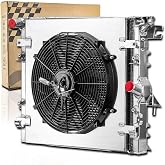 Cubauto 4 Row Radiator Shroud Fan for 2007-18 Jeep Wrangler JK 3.6L 3.8L V6 at 2008 2009 2010 2011 2012 2013 2014 2015 2016 2017 Aluminum Radiators CC2957