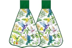 Pureking Decorative Hanging Floral Hand Towels Set of 2,Soft Quick Dry Kitchen Tea Towels Kitchen Gift for Mother's Day,Hummi