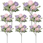 Ovveroche 8 Pack Pink, Purple Peonies Artificial Flowers, Fake Silk Hydrangea Bouquet for Bridal Wedding Home Table Decor Reusable Dining Opening Ceremony Birthday Arrangement Faux Floral