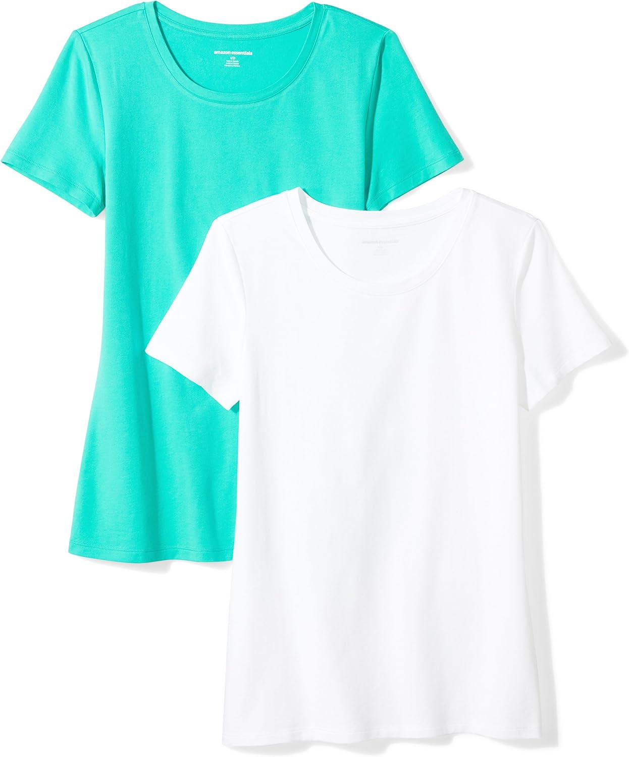  Essentials Women's 2-Pack Classic-Fit Short-Sleeve Crewneck T-Shirt: Clothing