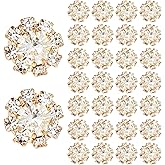 30Pcs 12mm Gold Buttons Flatback Rhinestone Buttons Flower Crystal Decorative Buttons Gold Embellishments for Crafts Clothes Wedding Bouquet Socks Charms Bags Shoes DIY Jewelry Making