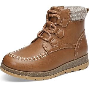 shoeslocker Girls Boys Kids Boots, Cork & Memory Foam Insole, Warm Lined Non-Slip Outdoor Boots with Zipper