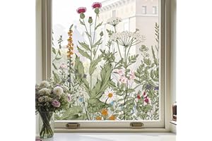ADD.HERES Window Privacy Film,Colorful Floral Window Stickers,Removable DIY Bouquet Static Clings, Decals for Home School Office Party Supplies, Wildflower Reverie‌, 17.5 x 78.7 in