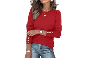 XIEERDUO Womens Sweaters Fall Fashion 2025 Long Sleeve Button Cuff Soft Knit Pullover Trendy Tops Dressy Casual Blouses