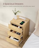 VASAGLE KAILYN Bedside Table with Power Strip Straw Yellow LET631Y71 view 4