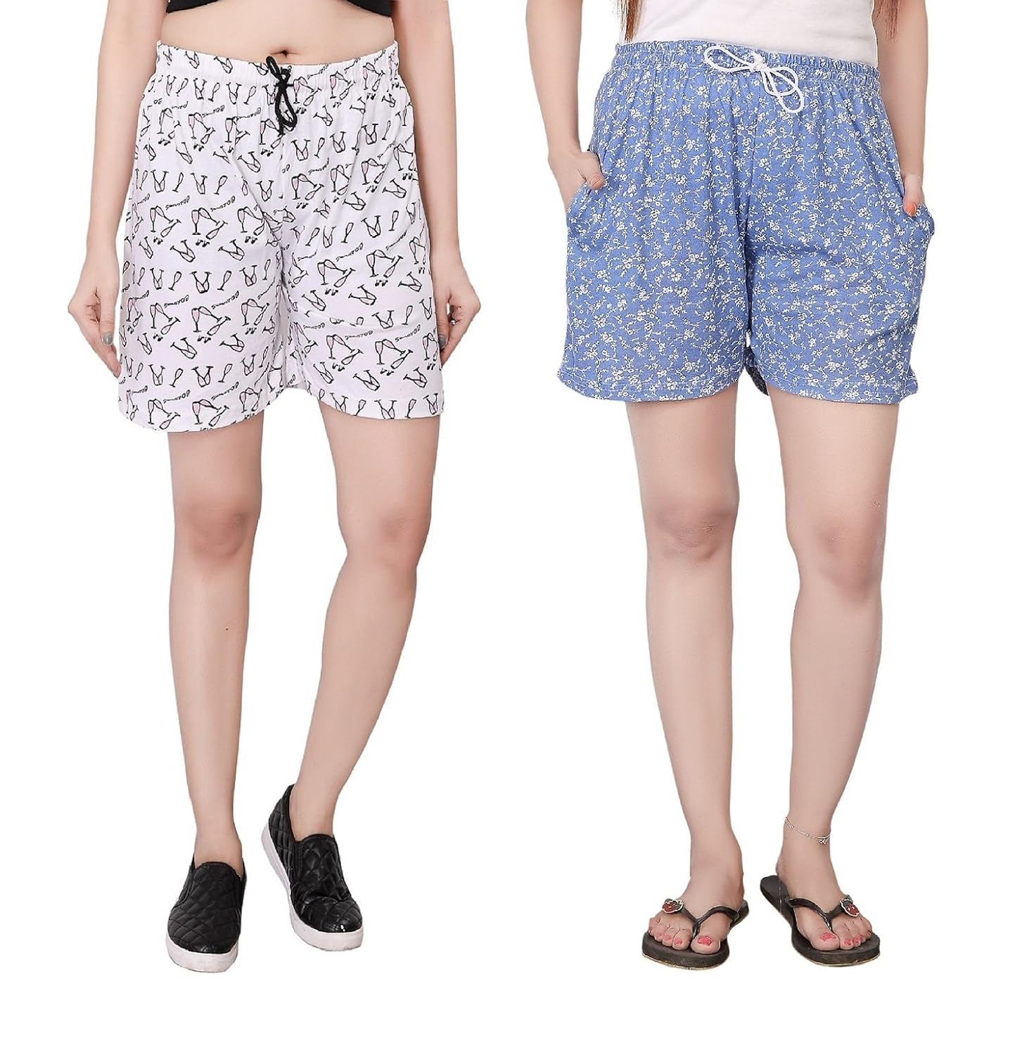 bfly women's printed cotton hosiery shorts-pack of 2 (wshortscombo-8-20)