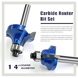6Pcs Straight Router Bit Set Roundover/Core Box