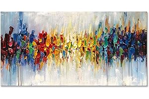 EPICLER ART Epicler Hand Painted Abstract Mural Modern Art Oil Painting Colors Modern Wall Decoration Art Living Room Bedroom Corridor Bar Wall Decoration 24x48 Inches