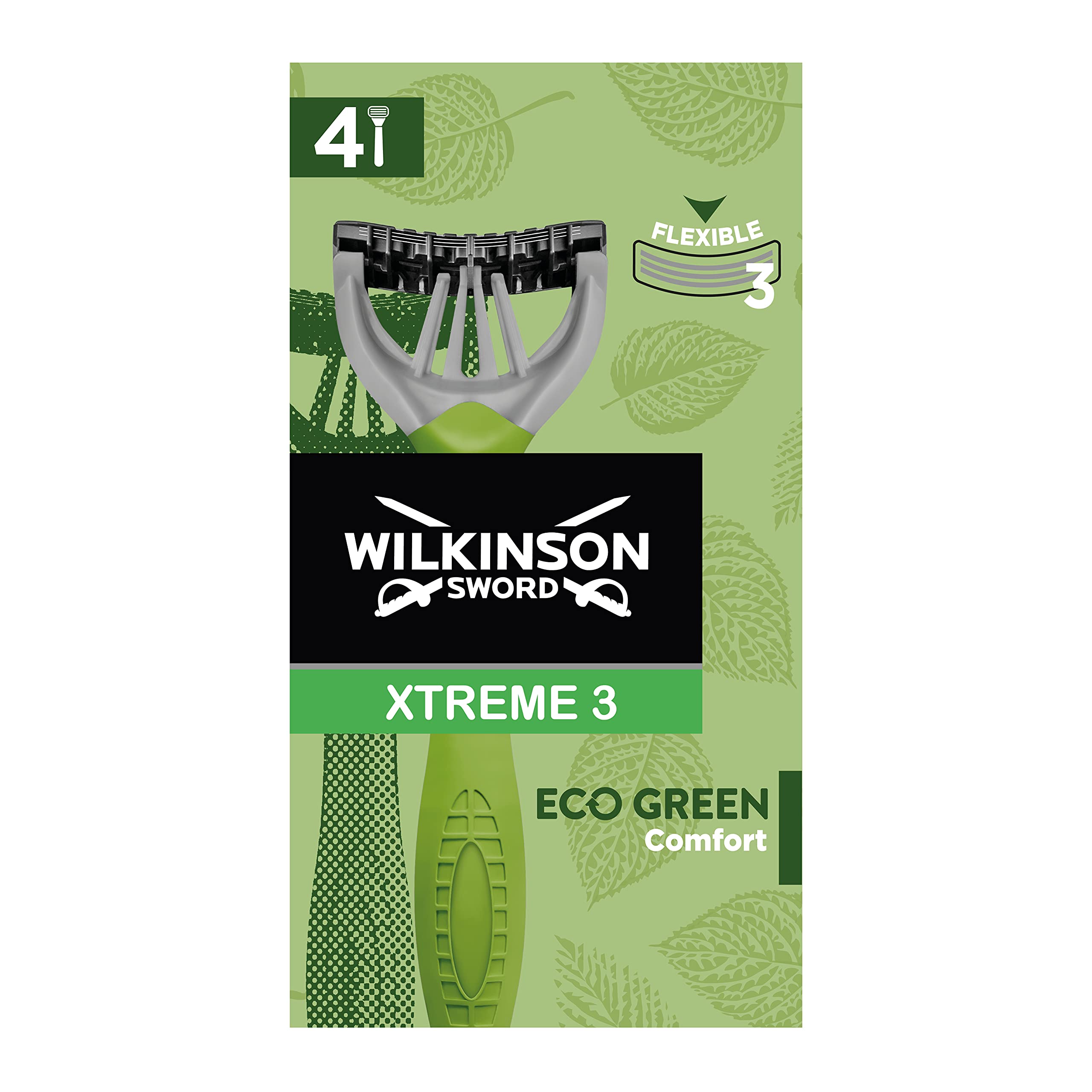 Wilkinson Sword - Xtreme 3 Eco Green X 4 - Disposable Razor for Men Ecosustainable and Recyclable - 70 g