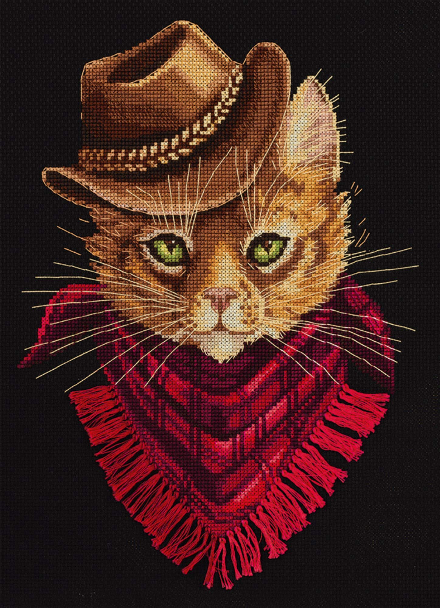 PANNA - Counted Cross Stitch Kit - Tom. Outlaw - J-7173-16 Count - Aida Black - 10.24 x 8.27 inch - DIY kit — image 1