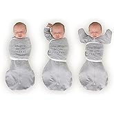 SwaddleDesigns 6-Way Omni Swaddle Sack, Arms Up Swaddle for Newborn, More Options to Calm Startle Reflex, Improves Sleep, Small, 0-3 Month, 6-14 lbs, Gray, Eat SleepRepeat
