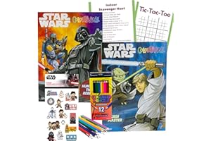 LUTI Disney Starwars Coloring Book Set Bundle with 2 Coloring Books, Stickers, 12 Coloring Pencils, Indoor Scavenger Hunt, and Activities