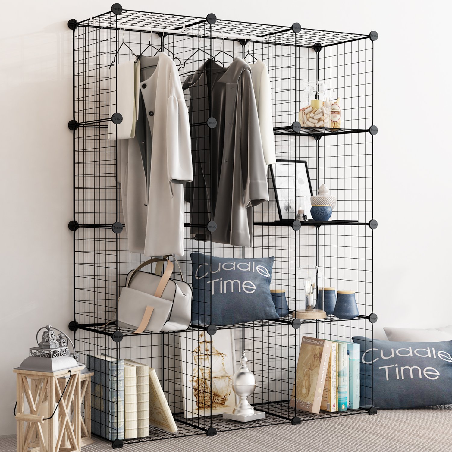 Tespo Wire Storage Cubes Modular Shelving Unit DIY Metal Grid Closet