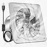Voltset 10-Inch Exhaust Fan, Wall Mounted Extractor Fan with Switch | Metal Housing | High Airflow (988 CFM) | Pure Copper Motor | Built-in Backdraft Damper | Kitchen, Garage &amp; Shed Ventilation