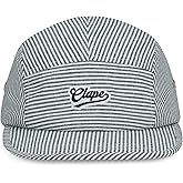 CLAPE Cotton 5 Panel Hat, Flat Brim Baseball Cap, Breathable Striped Unstructured Adjustable Dad Hat for Men & Women