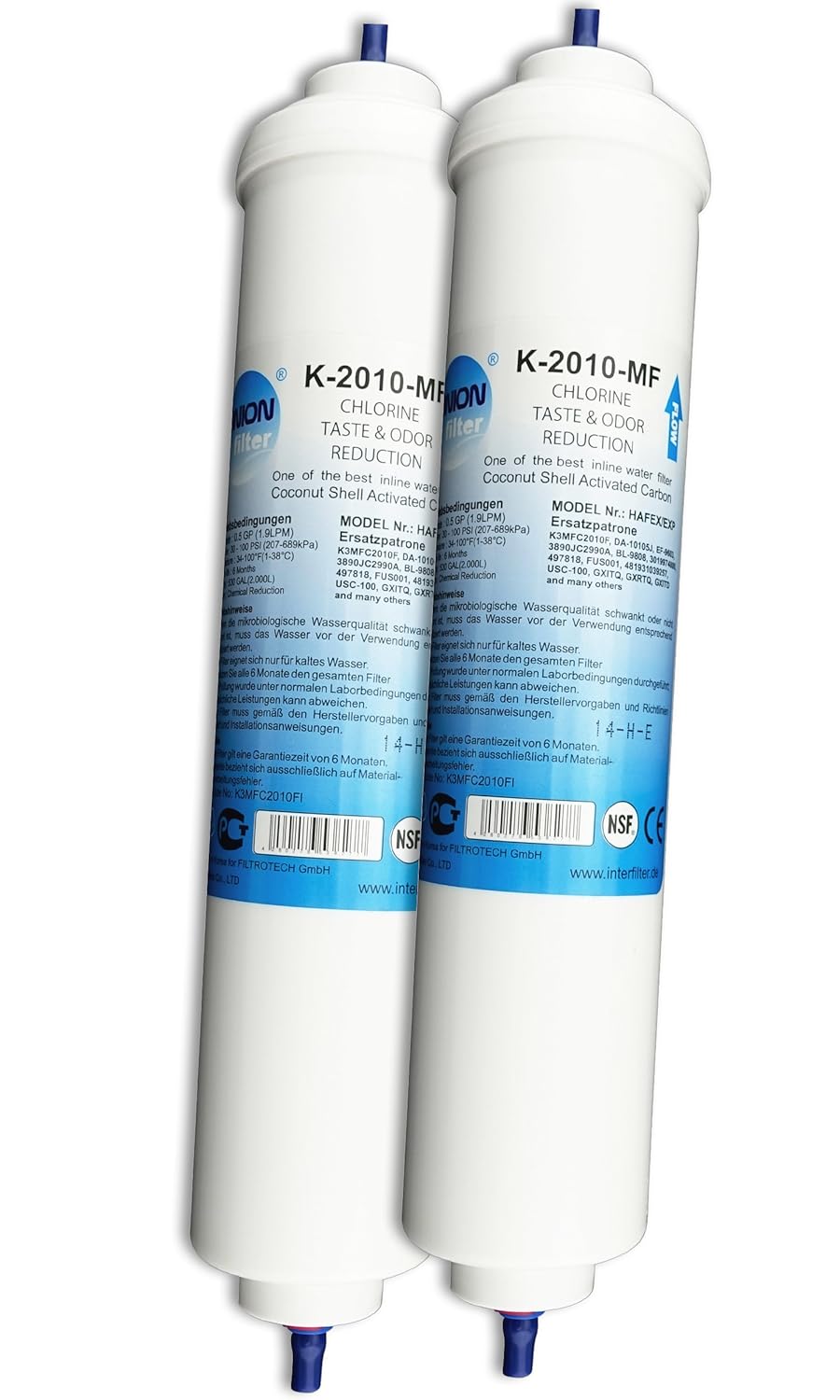 Doppelpack Wasserfilter für Samsung, LG, Side by Side Kühlschrank Filter extern ...