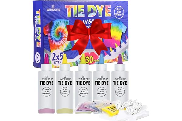 WINSONS Tie Dye Kit, 5 Colours Non Toxic Permanent Fabric Dye Art Set for Women for Homemade Party Creative Group Activities