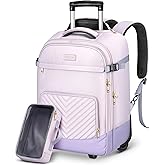 DEEGO Rolling Backpack for Women, 17.3 inch Travel Laptop Backpack with wheels for Business Commute, Water Resistant 40L Large Capacity Roller Carry-on Luggage With Toiletry Bag, Suitcase for Adults