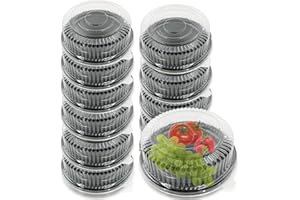 Seuqhck 12 Pack 30.48 cm Plastic Serving Tray with Dome Lid, Stackable Plastic Round Trays Disposable Food Serving Platters f