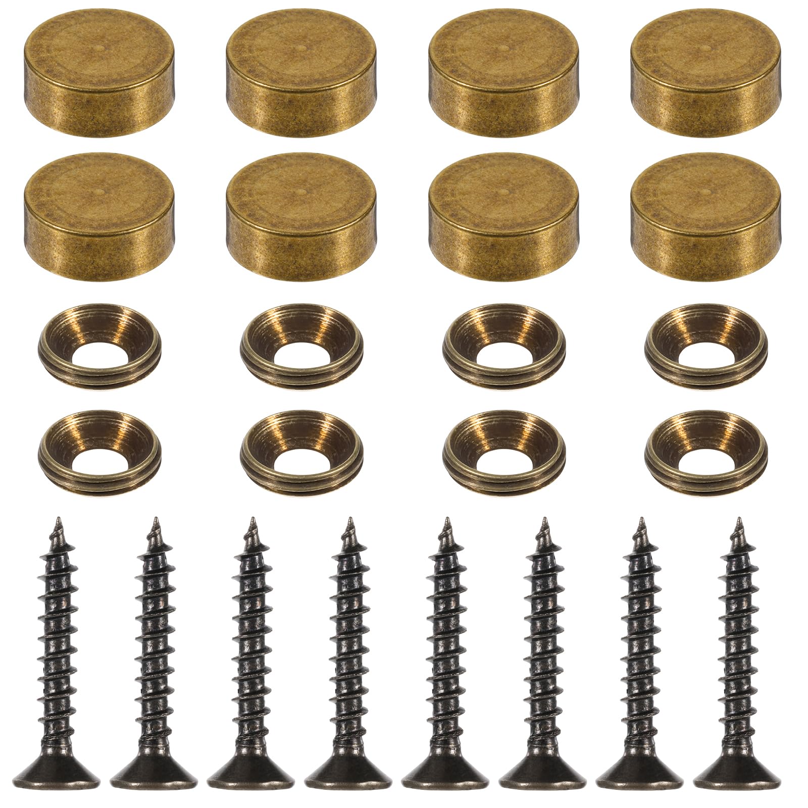 Mabor 8Pcs Decorative Screws with Caps, Brass Upholstery Tacks Self Tapping Screw Decorative Screw Covers for Furniture Cabinet Door Window Painting Mirror Fixing