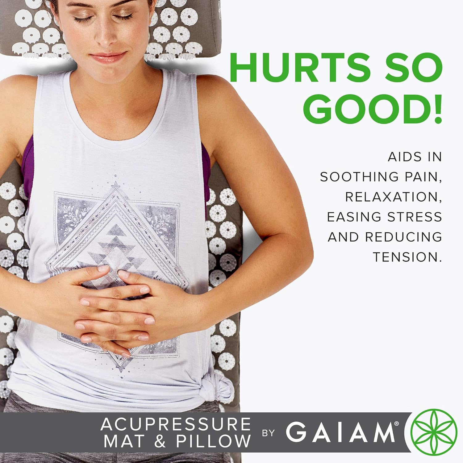 Gaiam Acupressure Mat and Pillow Set - Acupuncture Style Massage Mat & Pillow | Relief for Sciatic Nerve, Muscle Tension, Fibromyalgia, Neck, Shoulder & Back Pain, Migraine & Headaches and Insomnia: Sports & Outdoors