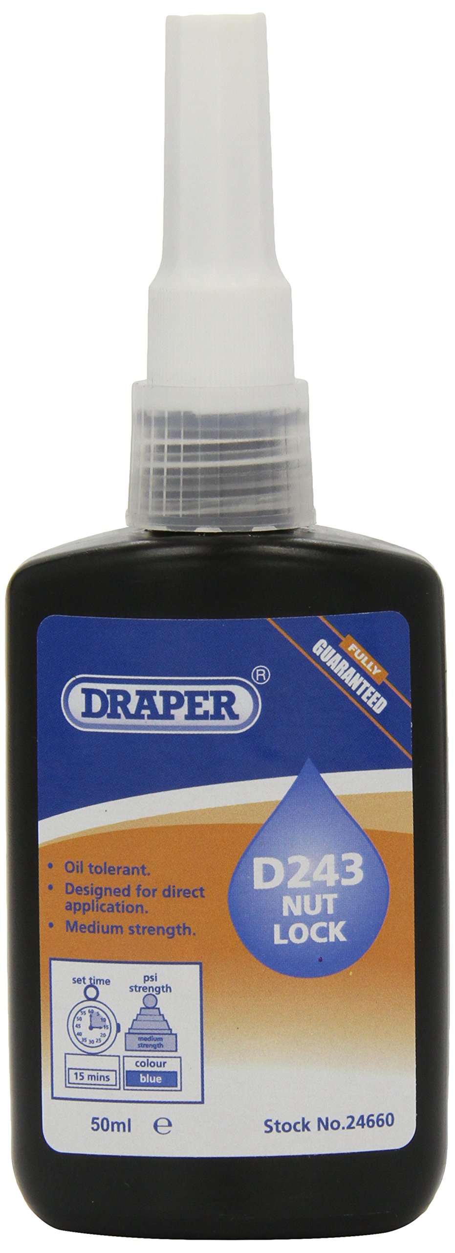 Draper 24660 D243 Nut Lock Components Adhesive, 50ml