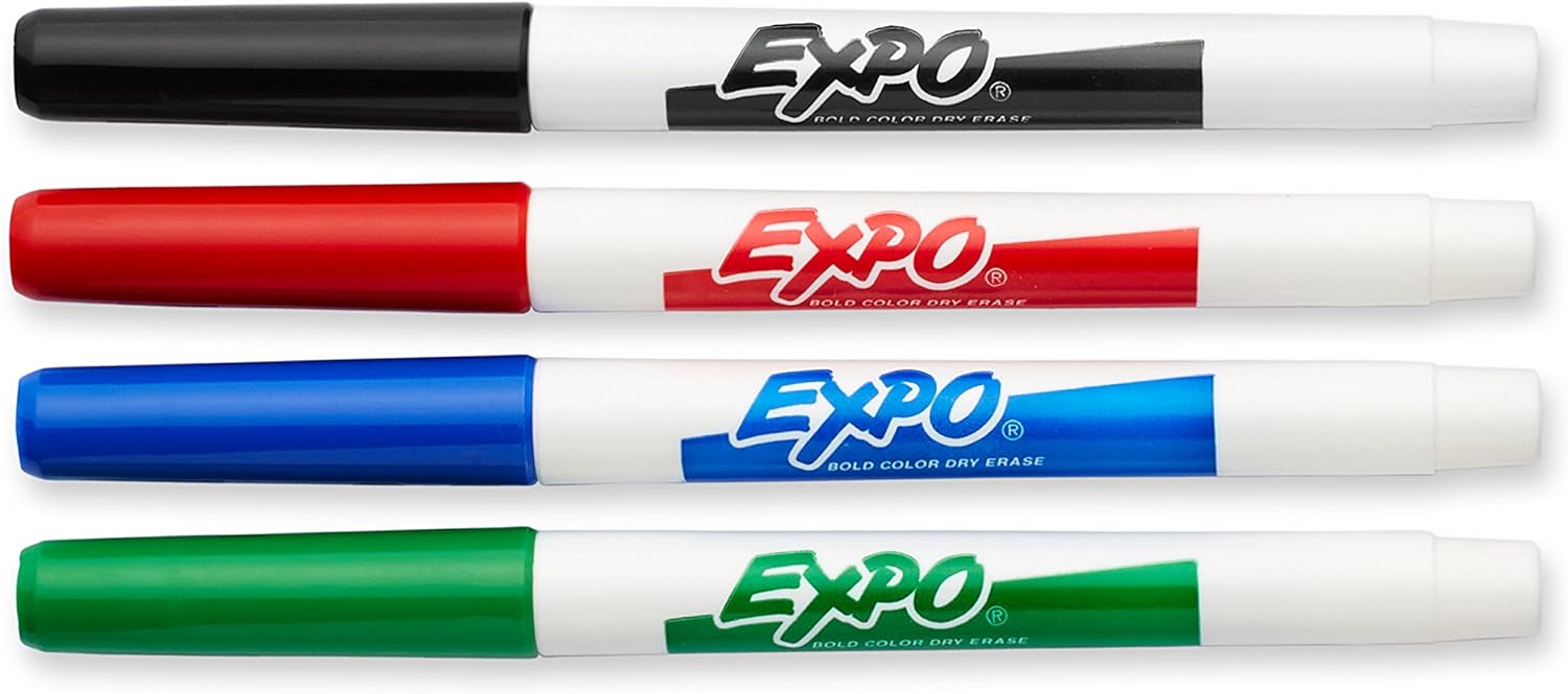 Expo Dry Erase Marker Bold,Broad Marker Point Type Fine Marker Point Style Red,Black,Blue