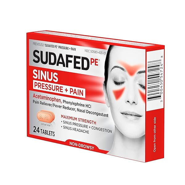 SUDAFED PE PRESSURE + PAIN MAXIMUM STRENGTH CAPLETS FOR ADULTS 24 EA (PACK OF 4)