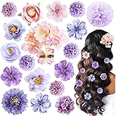 18 PCS Flower Hair Clip Women Purple Floral Hair Barrettes Girls Homecoming Dance Rose Bride Barre Hair Accessories Wedding