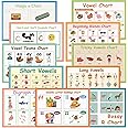 LUGMAZU 11Pcs/Set English Phonics Language Arts Skills Charts for Kids l Classroom Decora Organization Learning Posters for Kindergarten l Word Family Wall Posters, 8.3''x11.7''