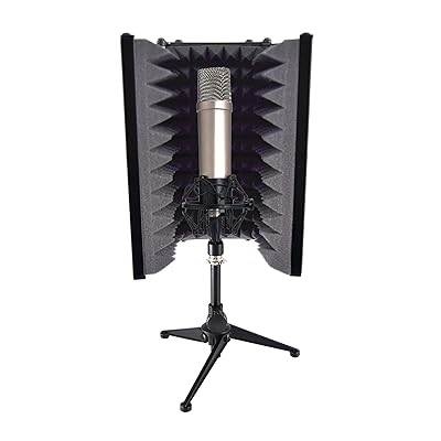 Pyle Sound Isolation Recording Booth Shield - 2" Thick Foldable Studio Microphone Dampening Filter Foam Cube, Audio Acoustic Noise Isolator Platform Pads w/ Wedgie Padding, Tripod Base Stand - PSMRS08