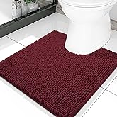 Smiry Luxury Chenille Toilet Rugs U-Shaped 20x20, Soft Absorbent Non-Slip Contour Bathroom Rugs for Toilet, Machine Washable Contoured Bath Mats, Burgundy