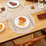 SHACOS Round Placemats and Coasters Set of 6 Beige Woven 38 cm 10 cm view 8