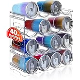 Large Compartment Water Bottle Organizer,4 Tier Stackable Water Bottle Rack for Cabinet,Tumbler Storage Organizer for Kitchen,Fridge,Cabinet Organization and Storage,Clear Water Bottle Storage Rack