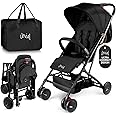 Jovial Lightweight Baby Stroller, Folding Travel Stroller with Reclining Seat, Canopy, 5-Point Safety Harness, Storage Basket, Smooth Wheels, Compact Portable Design (39.8" x 18.7" x 32.3")