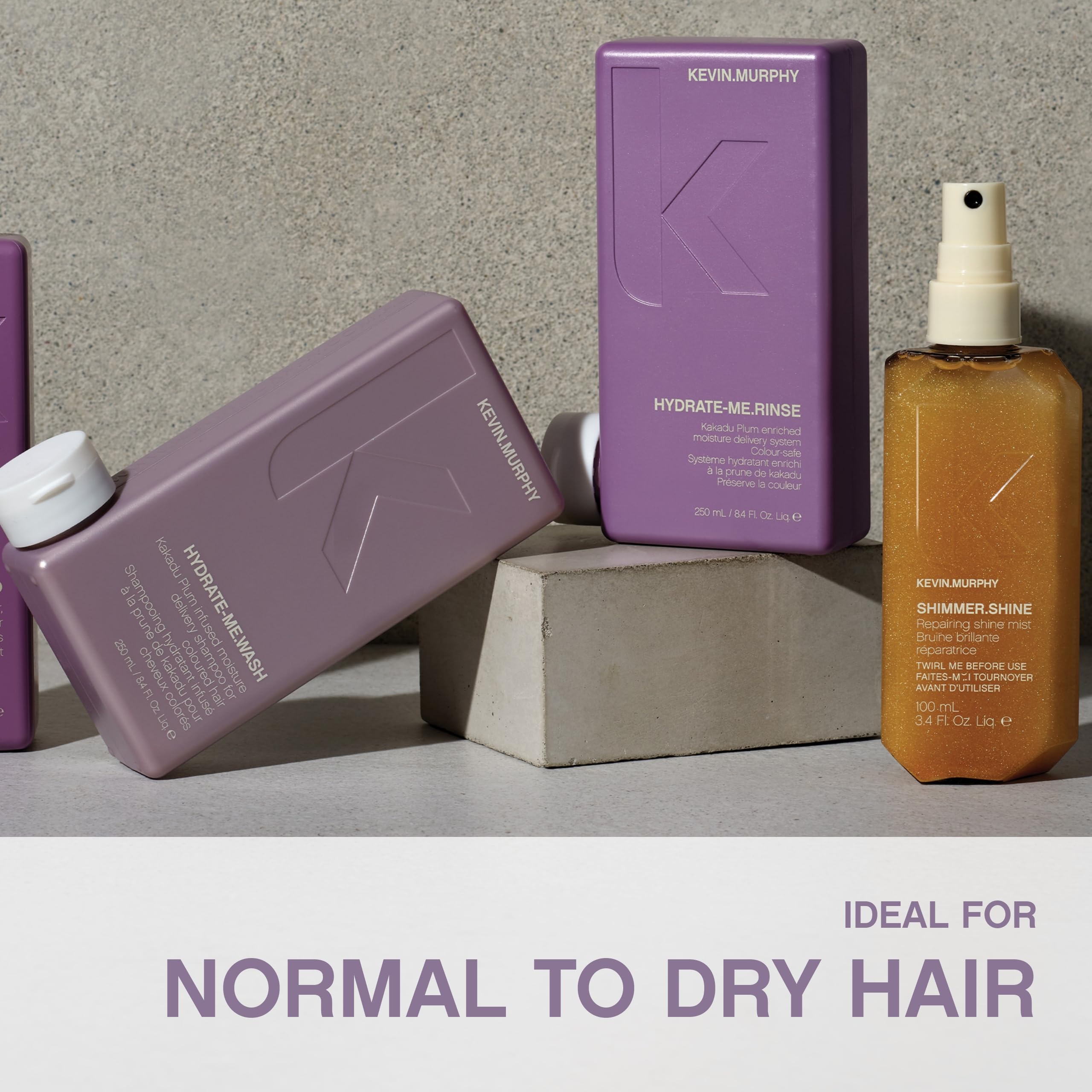 KEVIN.MURPHY HYDRATE-ME.WASH & RINSE - Hydrating Shampoo for Natural & Coloured Hair - Moisturising Conditioner - For Dull, Parched & Dry Hair - 250 mL / 8.4 fl oz - 2 Pack