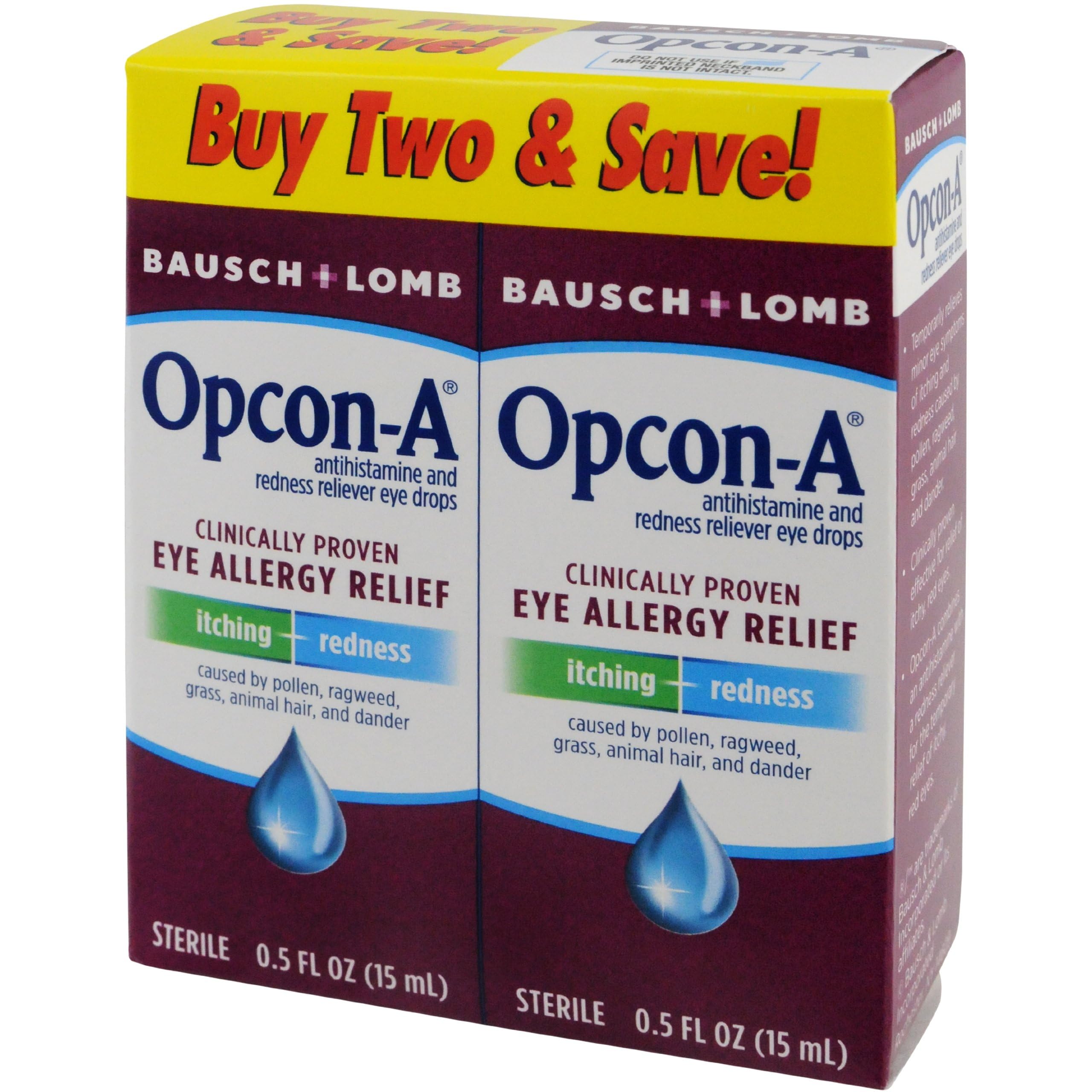 OpconA Allergy Eye Drops By Bausch + Lomb, For Itch And Redness Relief