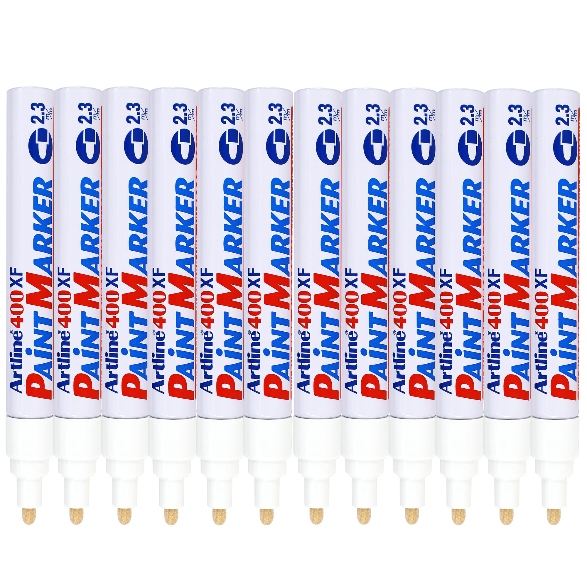 Artline 400 Paint Markers for Outdoor or Industrial Use Bullet Tip 2.3mm Line White Ref A400 [Pack of 12]