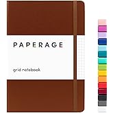 PAPERAGE Graph Paper Notebook (Cognac), 160 Pages, Medium 5.7 inches x 8 inches, 100 GSM Thick Paper, Hardcover, Grid Noteboo