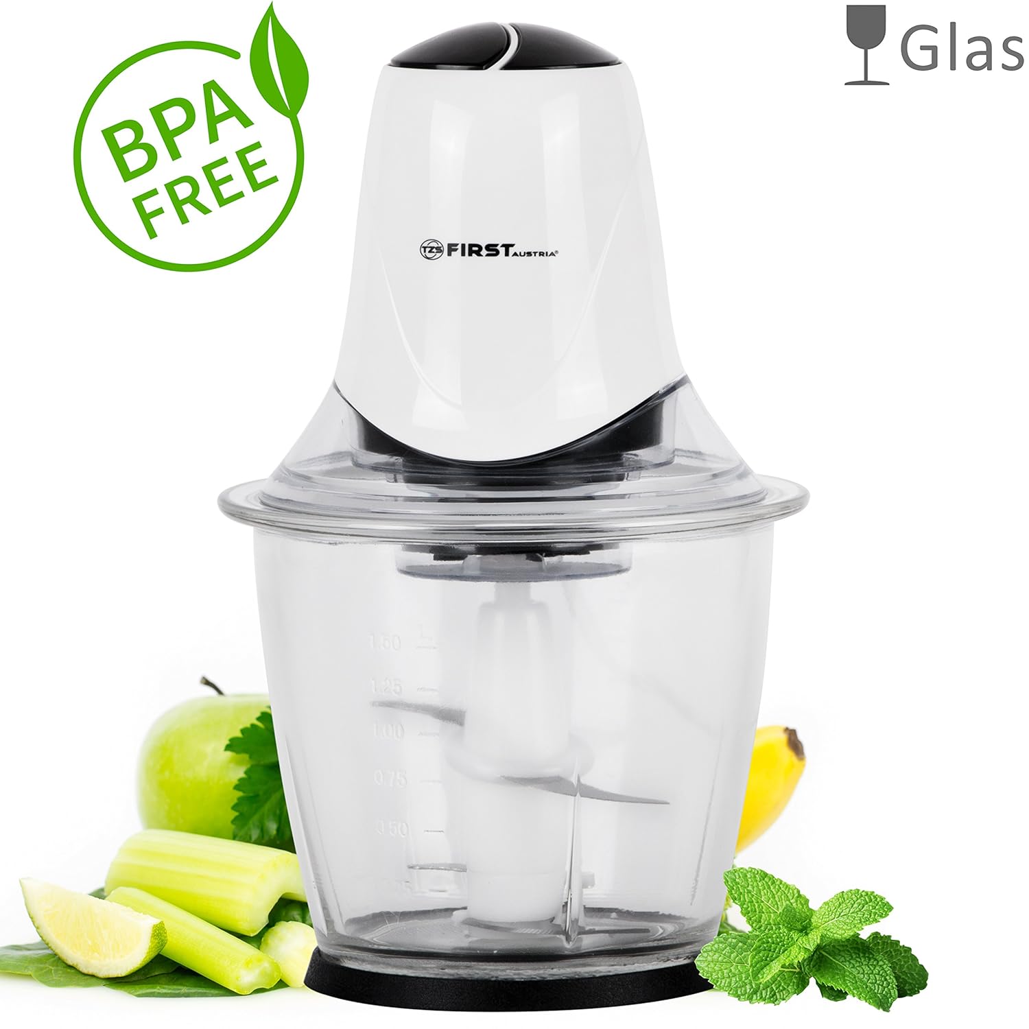 Picadora universal  L  con recipiente de cristal y cuchillas de