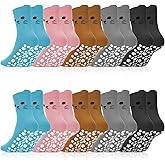 Yearntown 10 Pack Yoga Non Slip Socks for Women Girls, Cute Fun Cat Paw Pilates Grip Ballet Socks for Pilates Dance Workout Yoga Barre Hospital