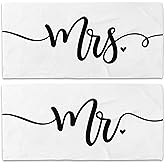 WAITPI Mr and Mrs Beach Towel Set of 2, Valentines Honeymoon Wedding Beach Towels Gifts for Newlywed Couple Bride Groom, Black and White Towels Oversized Decor for Bathroom 30x60 in
