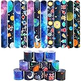 Lorfancy 48 Pcs Space Slap Bracelets Space Toys with Planet Design Kids Bracelets Snap Bands Class Prize Outer Space Party De